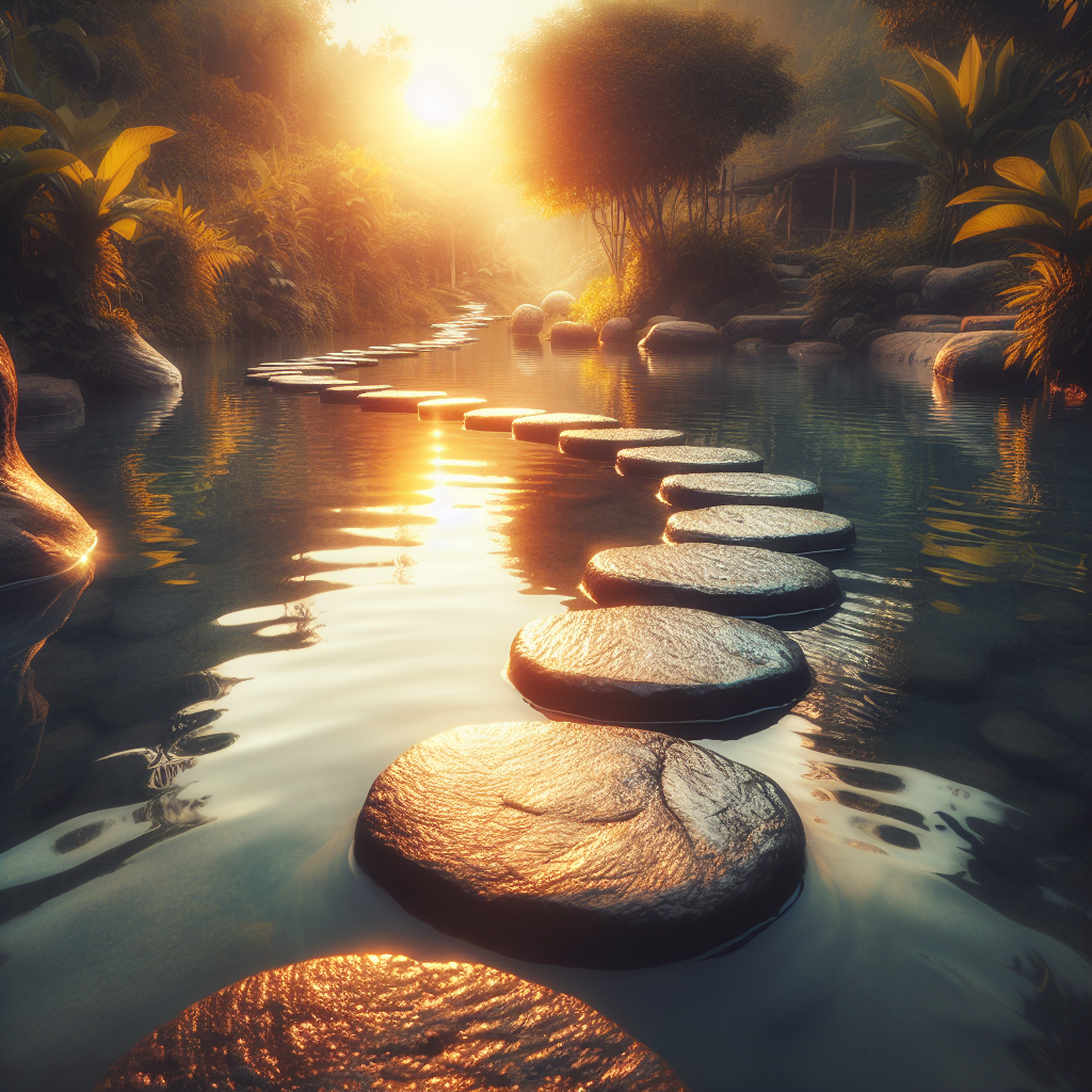 vijver met stapstenen 