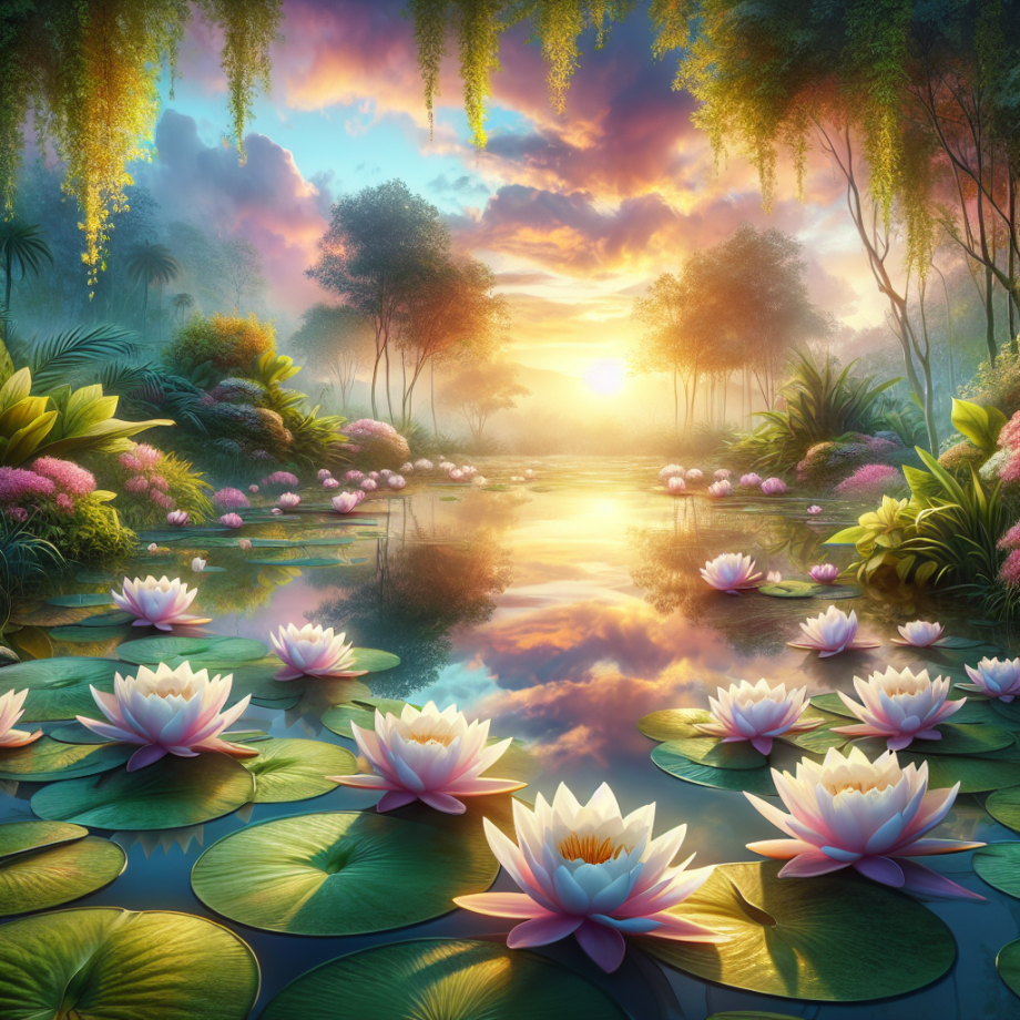 vijver met waterlelies 