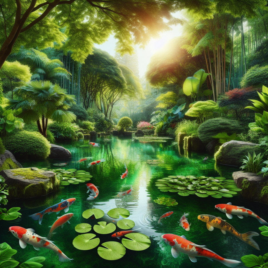 planten koi vijver 