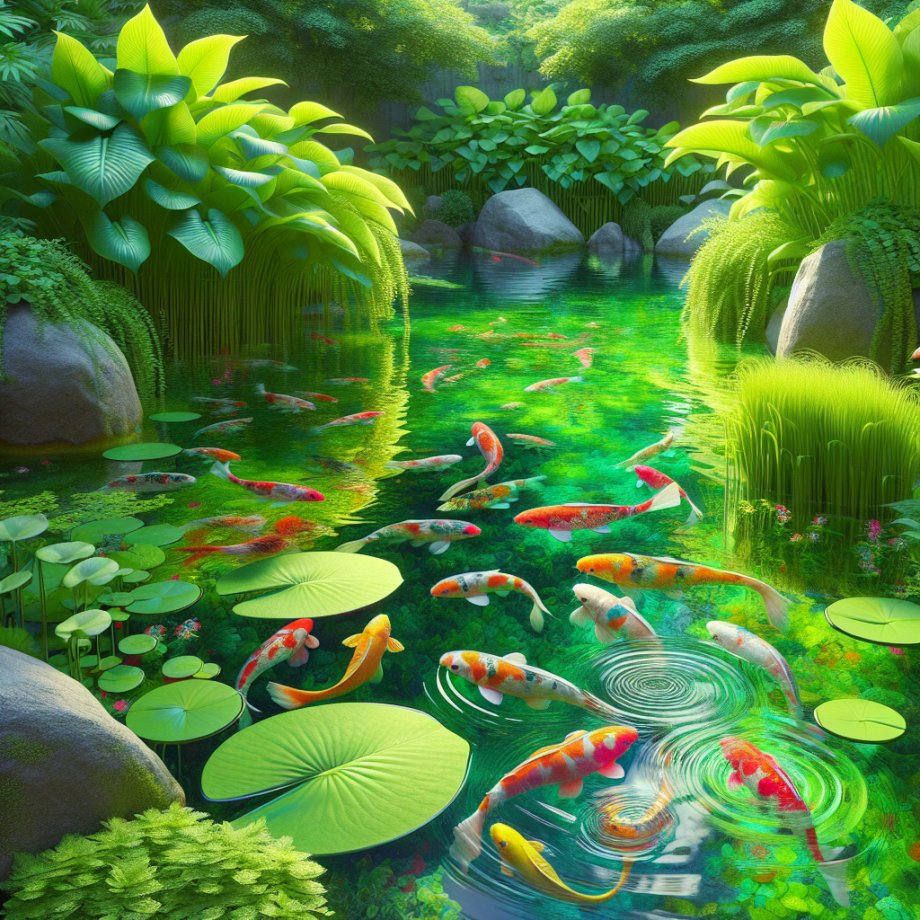 koi vijver met planten 