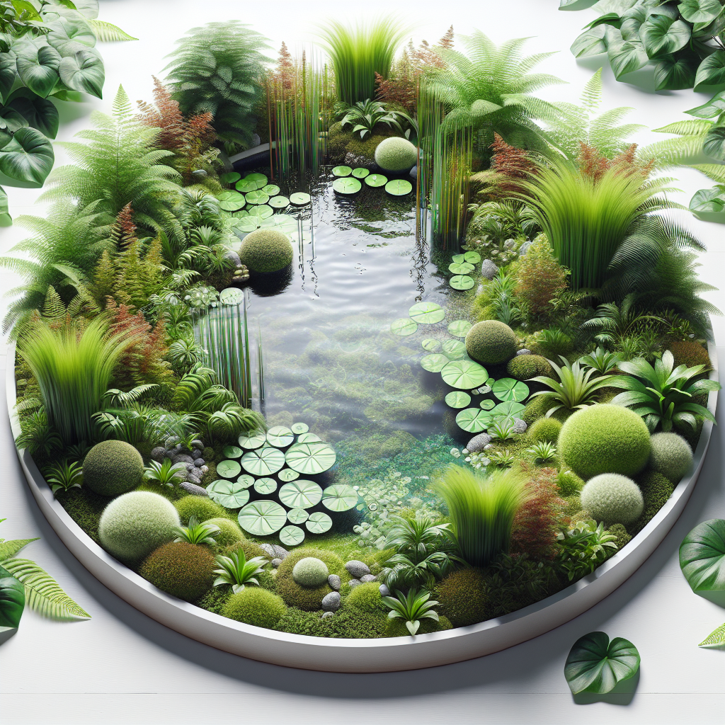 strakke vijver met planten 